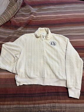 Aerie Offline Cable-Knit Full-Zip Jacket with Embroidered Crest